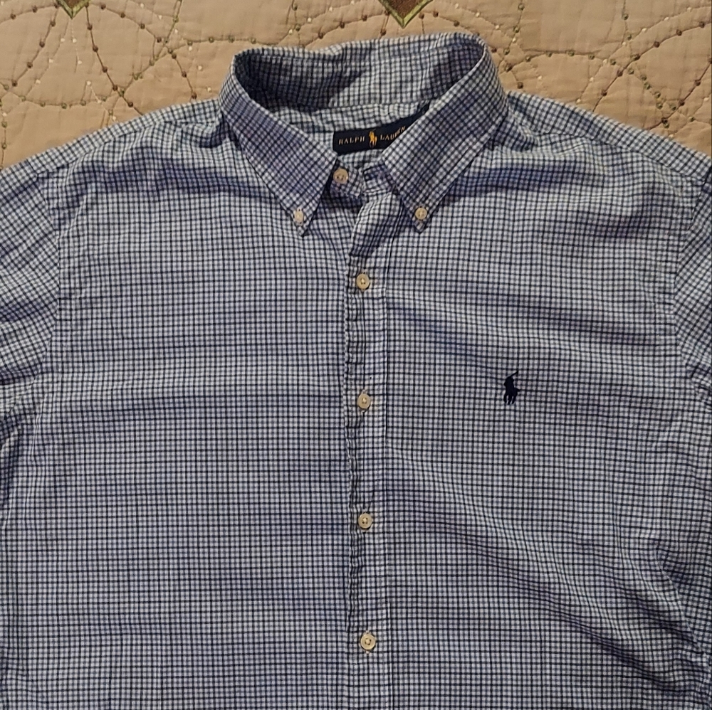 Mens Ralph Lauren plaid cotton button up - size XL